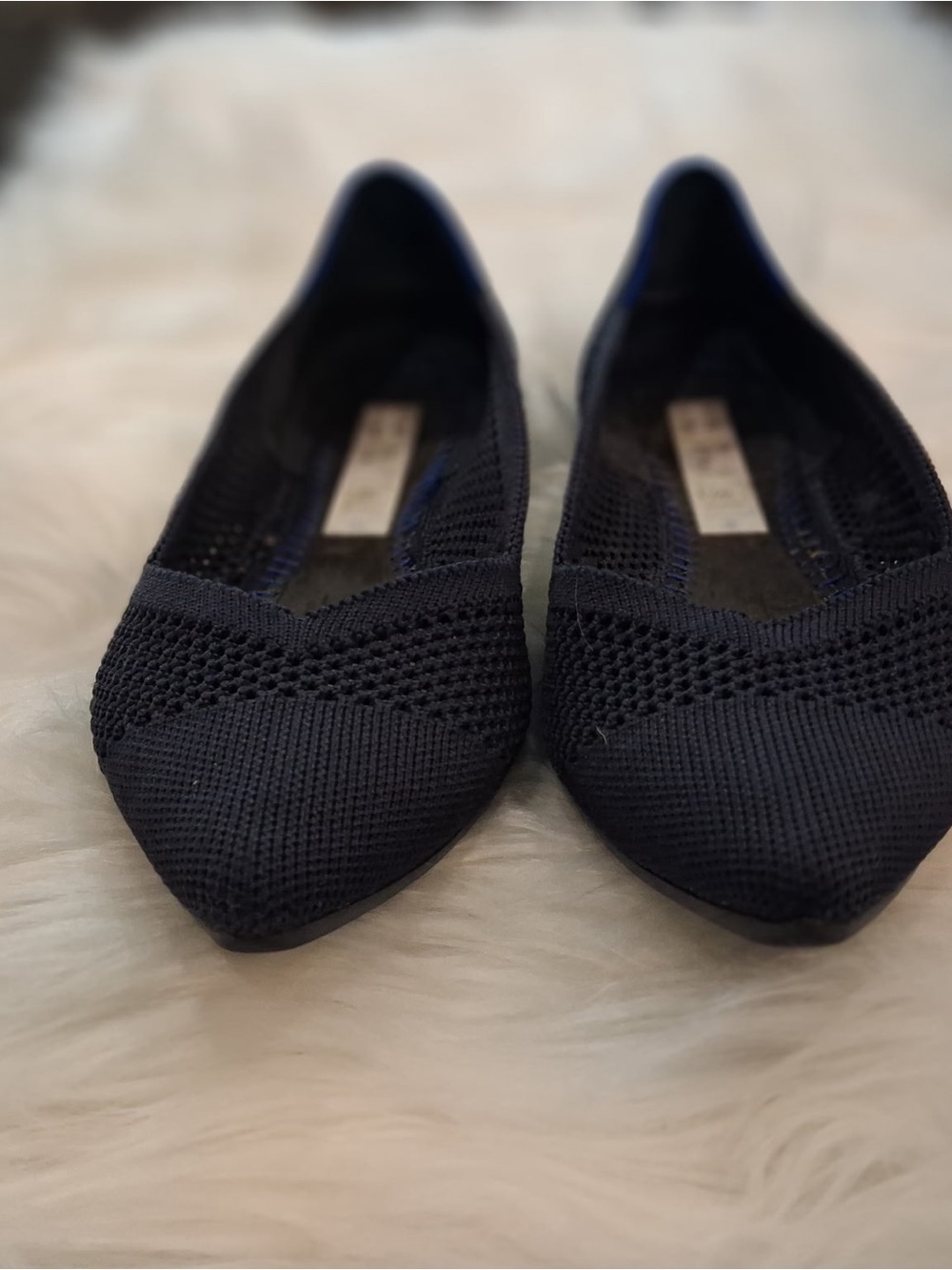 Rothy's Women's Pointed Knit Flats in Navy Blue - Picture 2 of 5